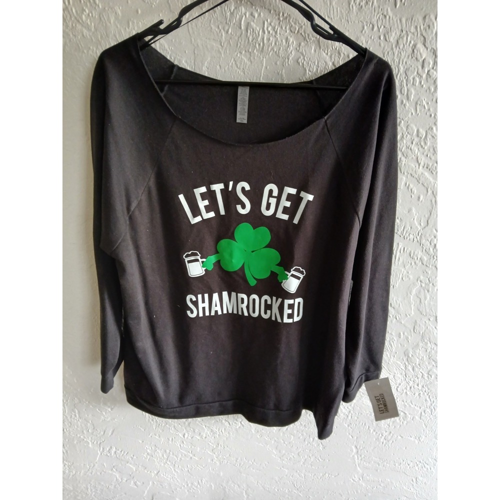 NWT No Bull Woman St Patricks Day Off The Shoulder Lightweight Sweatshirt Sz XXL